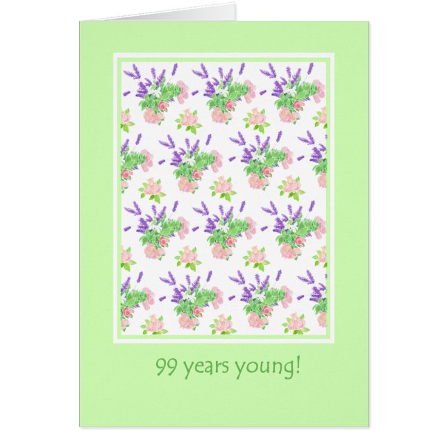 Pretty Floral 99th Birthday Greeting (Front)