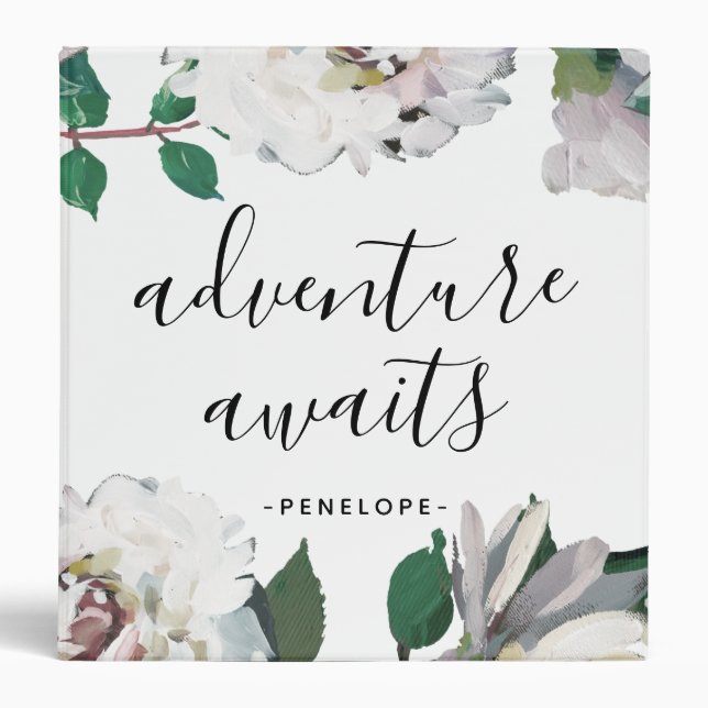 Pretty Floral Adventure Awaits Personalized Binder (Front)