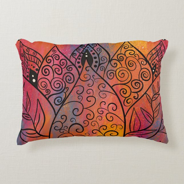 Pretty Floral Art Accent Pillow (Front)