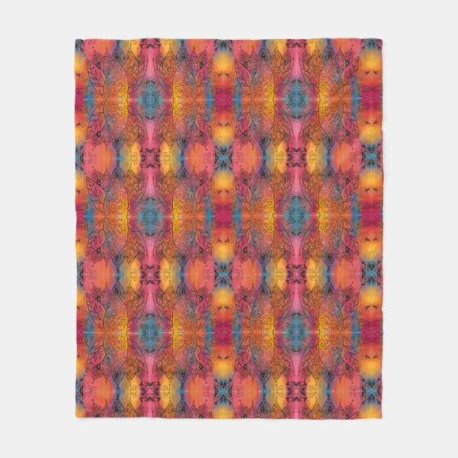 Pretty Floral Art Fleece Blanket (Front)