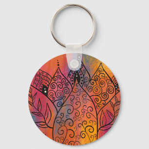 Pretty Floral Art Keychain
