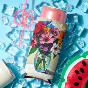 Pretty Floral Art Seltzer Can Cooler