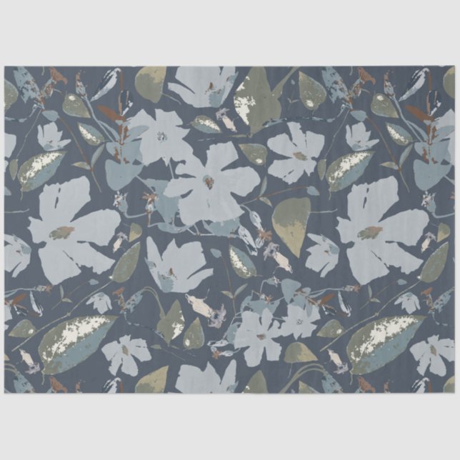 Pretty Floral Blue Clematis Flowers Tissue Paper (Front)