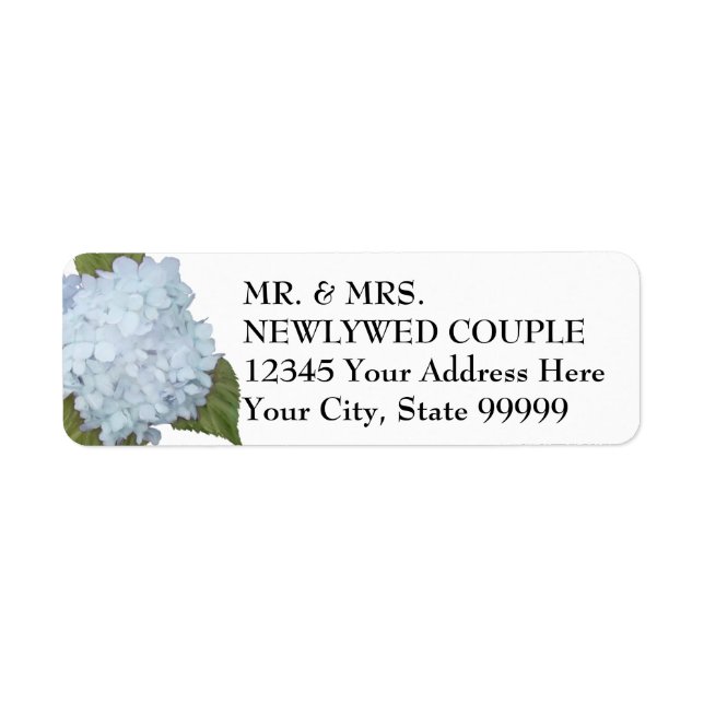 Pretty Floral Blue Elegant Navy White Name Address (Front)