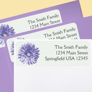 Pretty Floral Blue Gerbera Daisy Return Address