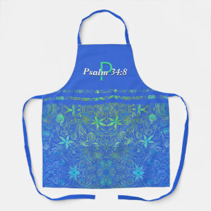 Pretty   Floral Blue   Monogram Personalized Apron