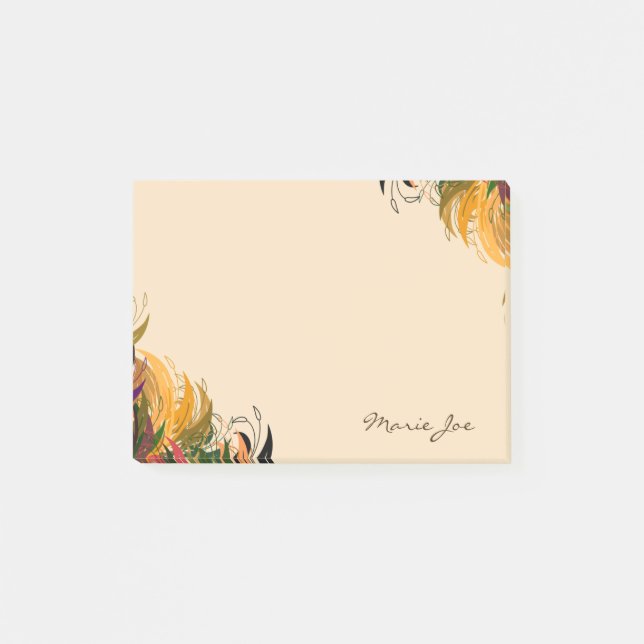 Pretty Floral Boarder Prints Personalized Post-it Notes (Front)