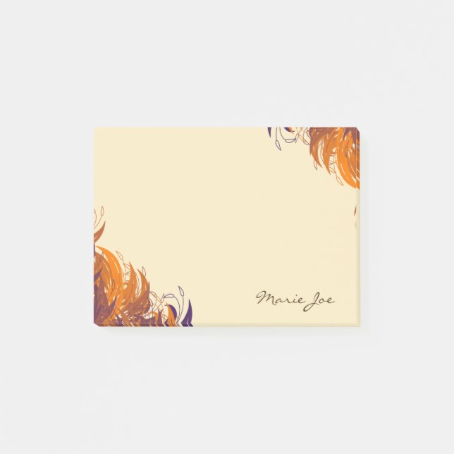 Pretty Floral Boarder Prints Personalized Post-it Notes (Front)