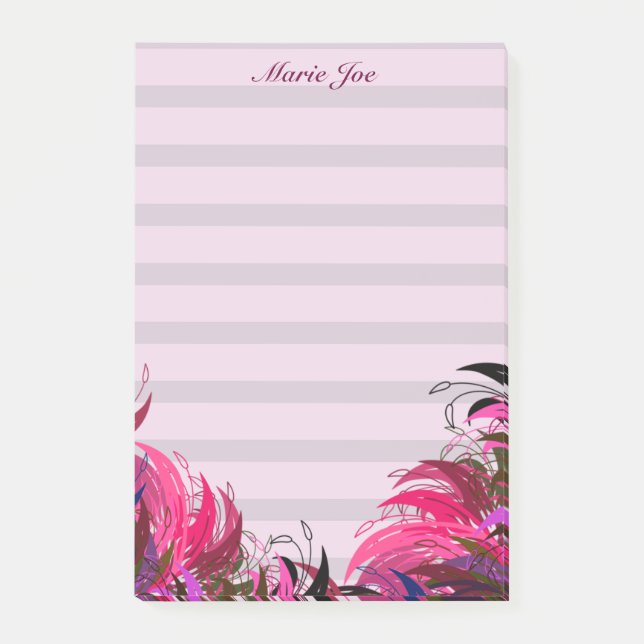 Pretty Floral Boarder Prints Personalized Post-it Notes (Front)