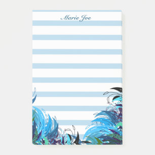Pretty Floral Boarder Striped Prints Personalized Post-it Notes