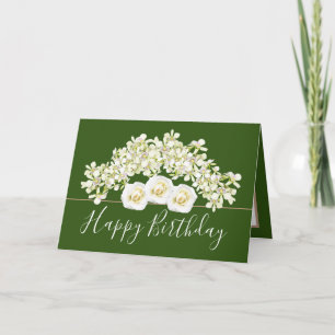 Pretty Floral Bouquet White Orchid Flower Birthday Card