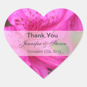 Pretty floral bride and groom wedding favour heart sticker