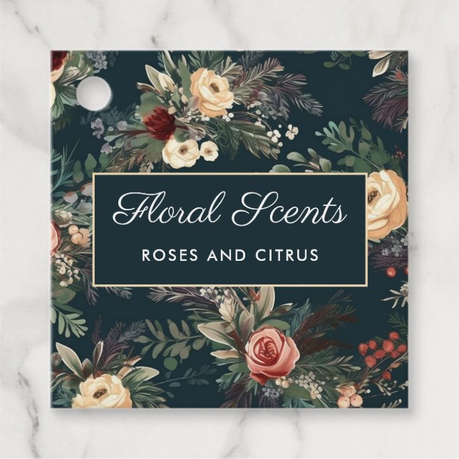 Pretty Floral Candle Hang Tag with Logo (Front)