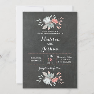 Pretty Floral Chalkboard Wedding Invitations