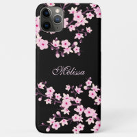 Pretty Floral Cherry Blossoms Monogram