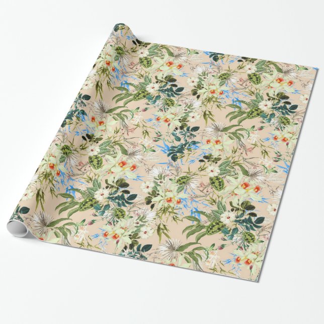 Pretty Floral Chic Gift Wrap (Unrolled)