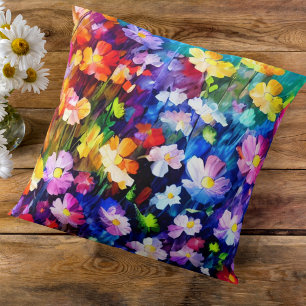 Pretty Floral Colour Explosion Design Throw Pillow