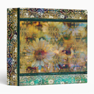 Pretty Floral Daisy Bohemian Pattern Binder