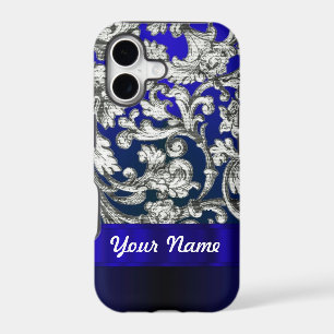 Pretty floral damask on blue