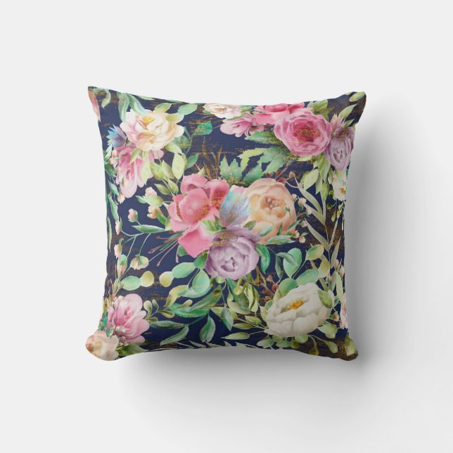 Pretty floral decorative eye-catching   throw pillow (Front)