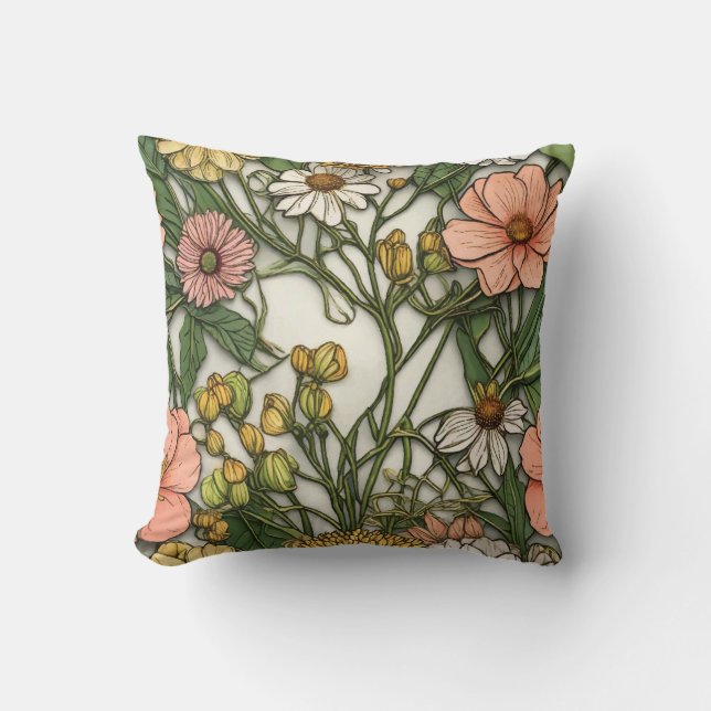 Pretty floral decorative eye-catching   throw pillow (Front)