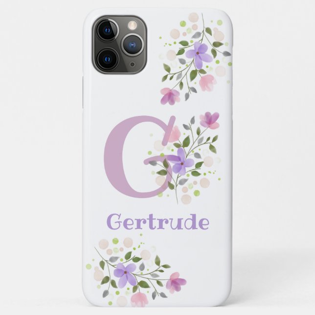 Pretty Floral Design Personalised Cell Phone Case (Back)