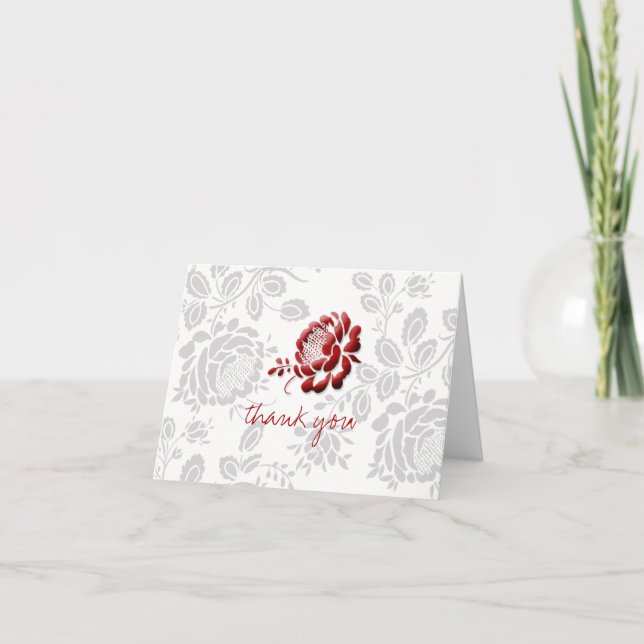 Pretty Floral Design Thank You Note Cards (Front)