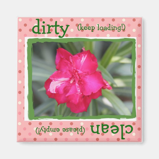 Pretty Floral Dishwasher Magnet, Pink & Green Magnet (Front)
