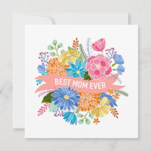 Pretty Floral Flower Bouquet Mom Birthday Card