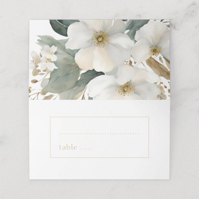 Pretty Floral Foliage Wedding  Place Card (Outside Unfolded)