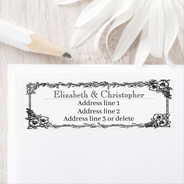 Pretty Floral Frame Custom Name Return Address (Insitu)