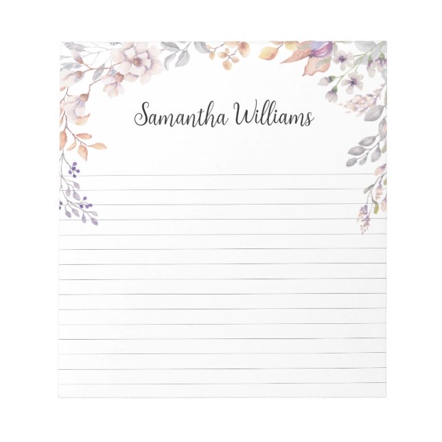 Pretty floral frame custom notepad (Front)