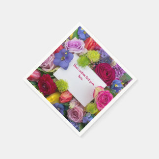 Pretty Floral Framed Roses Text Box Custom Napkin