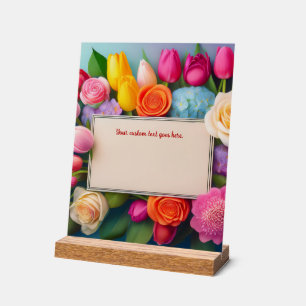 Pretty Floral Framed Roses Tulips Hydrangea Custom Acrylic Sign