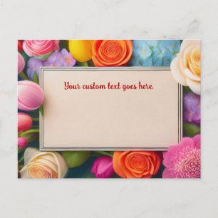 Pretty Floral Framed Roses Tulips Hydrangea Custom Postcard