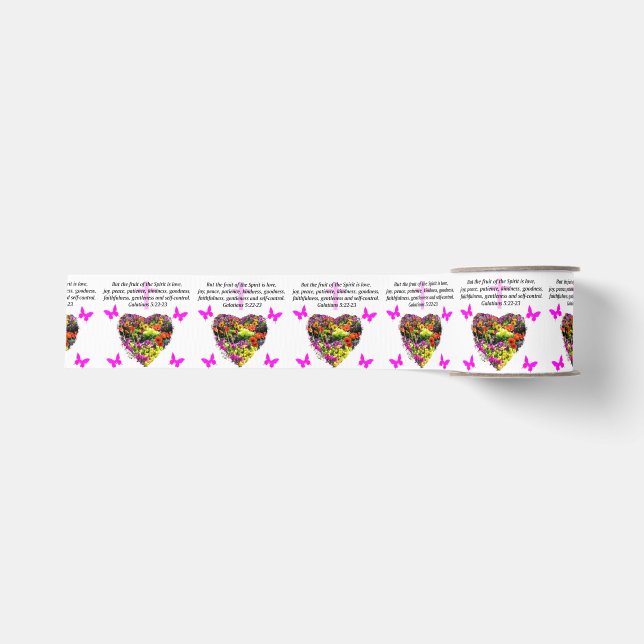 PRETTY FLORAL GALATIANS FRUITS OF THE SPIRIT GROSGRAIN RIBBON (Front)