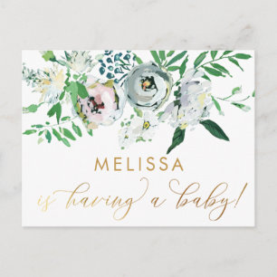 Pretty Floral Gouache Boho Flower Baby Shower Postcard