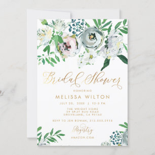Pretty Floral Gouache Boho Flower Bridal Shower Invitation