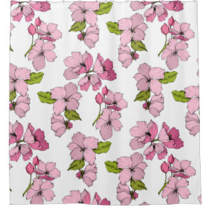 Pretty floral graphic drawing Pink, white pattern