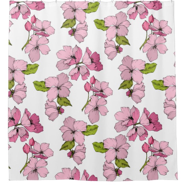 Pretty floral graphic drawing Pink, white pattern (Front)