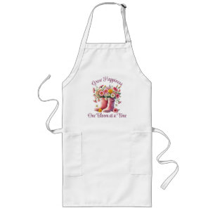 Pretty Floral Grow Happiness One Bloom at a Time Long Apron