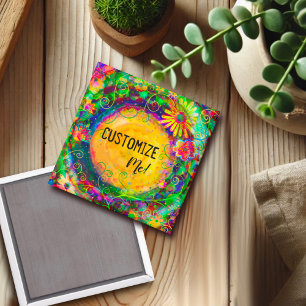 Pretty Floral Inspirivity Customizable Name Fun Magnet