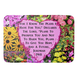 PRETTY FLORAL JEREMIAH 29:11 BIBLE BATH MAT