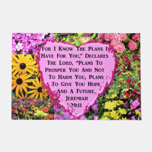 PRETTY FLORAL JEREMIAH 29:11 BIBLE DOORMAT
