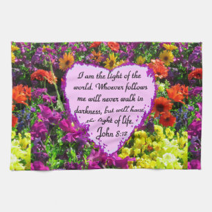 PRETTY FLORAL JOHN 8:12 PHOTO DESIGN KITCHEN TOWEL