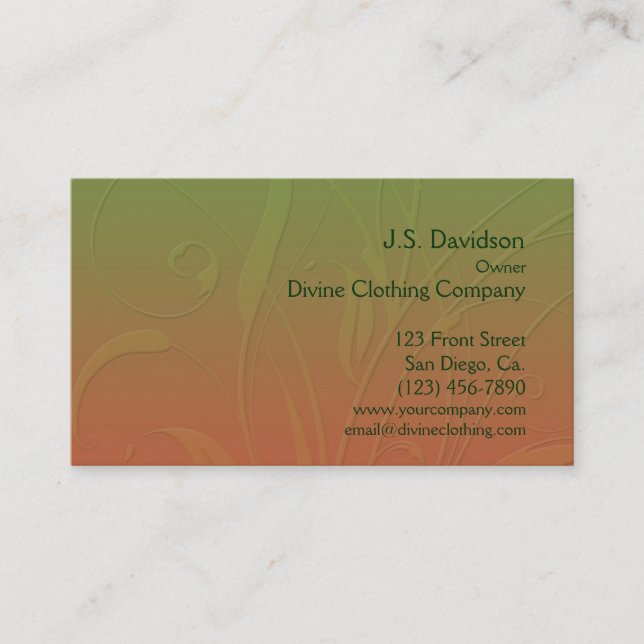 Pretty Floral Leaf Design Business Card (Front)