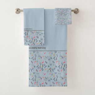 Pretty Floral LIGHT BLUE Customizable Scripture Bath Towel Set