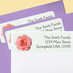 Pretty Floral Light Pink Rose Return Address
