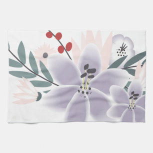 Pretty Floral Lilac Lilies Kitchen Towel