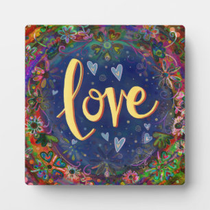 Pretty Floral Love Inspirivity Hearts Easel Plaque